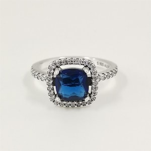 pandora Sparkling Square Blue Halo Statement Ring