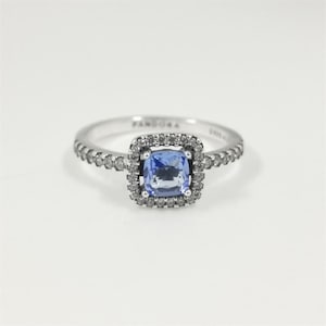 pandora Sparkling Square Blue Halo Ring