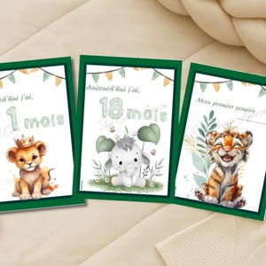 Cartes étapes bébé imprimables - 19 cartes collection little jungle à télécharger-Format A6 - Souvenirs de bébé à remplir-Styl'Créaboutique