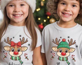 Camiseta infantil personalizada con renos, camisetas navideñas, para bebés y niños pequeños, regalo de Navidad