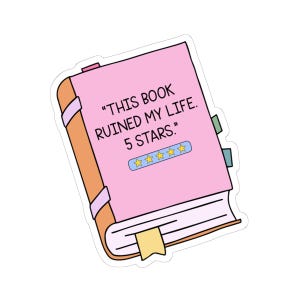 Funny Bookish Sticker: This Book Ruined My Life, 5 Stars