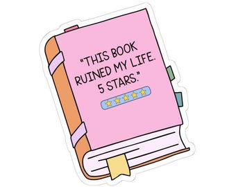 Funny Bookish Sticker: This Book Ruined My Life, 5 Stars