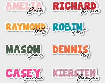 Personalized Full Name Sticker, Colorful Vinyl Laptop Sticker, Personalized Teacher Gifts, Stickers For Water Bottle