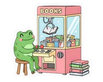 Book Claw Machine Sticker, Funny Frog Sticker, Water Bottle Sticker, Sticker Quote Book Lover Decal, Gifts For Readers