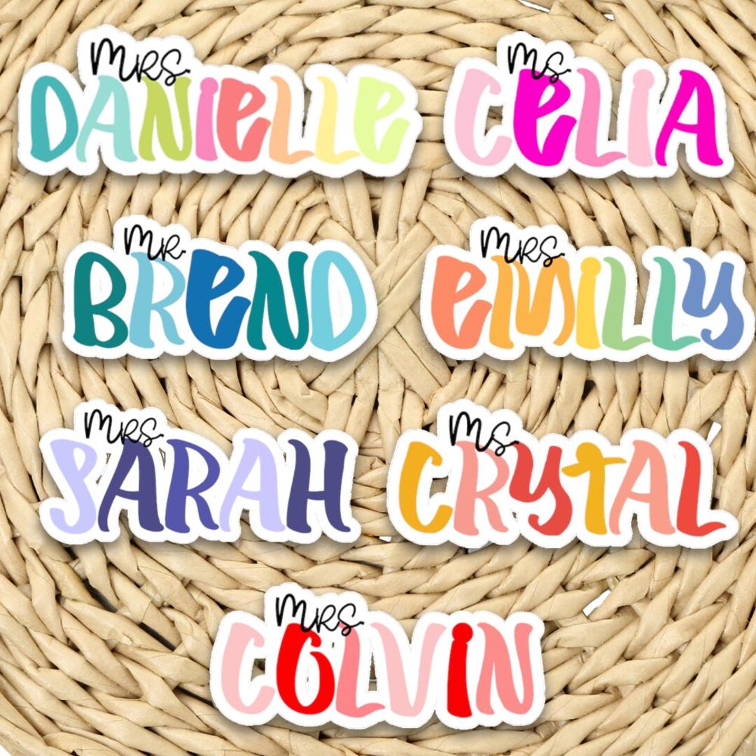 Custom Name Stickers, Personalized Vinyl Waterproof for Teacher Student ...