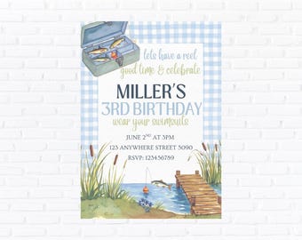 Fishing Birthday Invitation, Editable Reel Good Time Party Invite (Digital Download)
