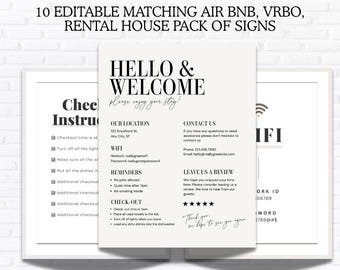 Airbnb Welcome Sign Template: Modern Vacation Rental Host Guide (Digital Download)