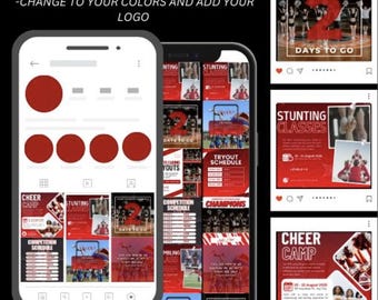 Cheerleading Social Media Pack: Team Planner & Video Template (Digital Download)