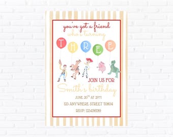 Western Toy Birthday Invitation, Cowboy Rodeo Party Invite (Digital Download)