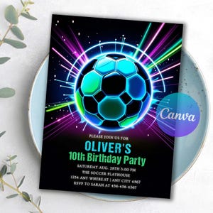 1st birthday footbal,bday invite template,sports theme invite,its game time,teen invitation,Neon Invitation,sport invite,sport invitation,football evite,soccer evite,soccer invite,futbol invitation,futbol invite,