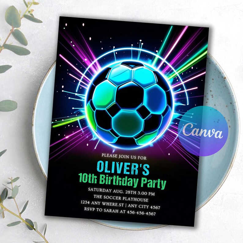 1st birthday footbal,bday invite template,sports theme invite,its game time,teen invitation,Neon Invitation,sport invite,sport invitation,football evite,soccer evite,soccer invite,futbol invitation,futbol invite,
