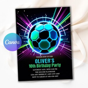 1st birthday footbal,bday invite template,sports theme invite,its game time,teen invitation,Neon Invitation,sport invite,sport invitation,football evite,soccer evite,soccer invite,futbol invitation,futbol invite,