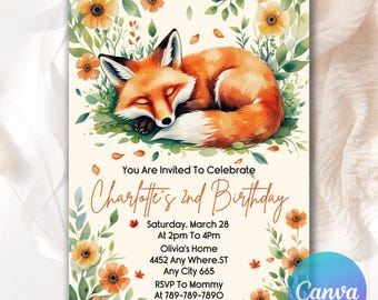 Woodland Baby Shower Invitation, Woodland Animals Baby Shower Invite, Printable Forest Animals invitation template, Digital Download WLB677