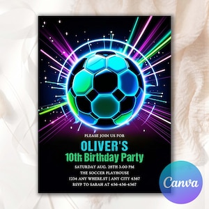 1st birthday footbal,bday invite template,sports theme invite,its game time,teen invitation,Neon Invitation,sport invite,sport invitation,football evite,soccer evite,soccer invite,futbol invitation,futbol invite,