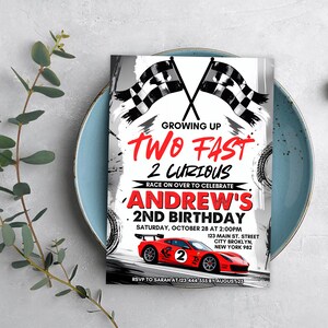 car birthday invite,race car birthday,racing car invite,Two fast Invitations,Second Birthday,growing two fast,race car invitation,Two fast Invitation,two fast too curious,cars invitation,two fast birthday,red race car,retro car invite,
