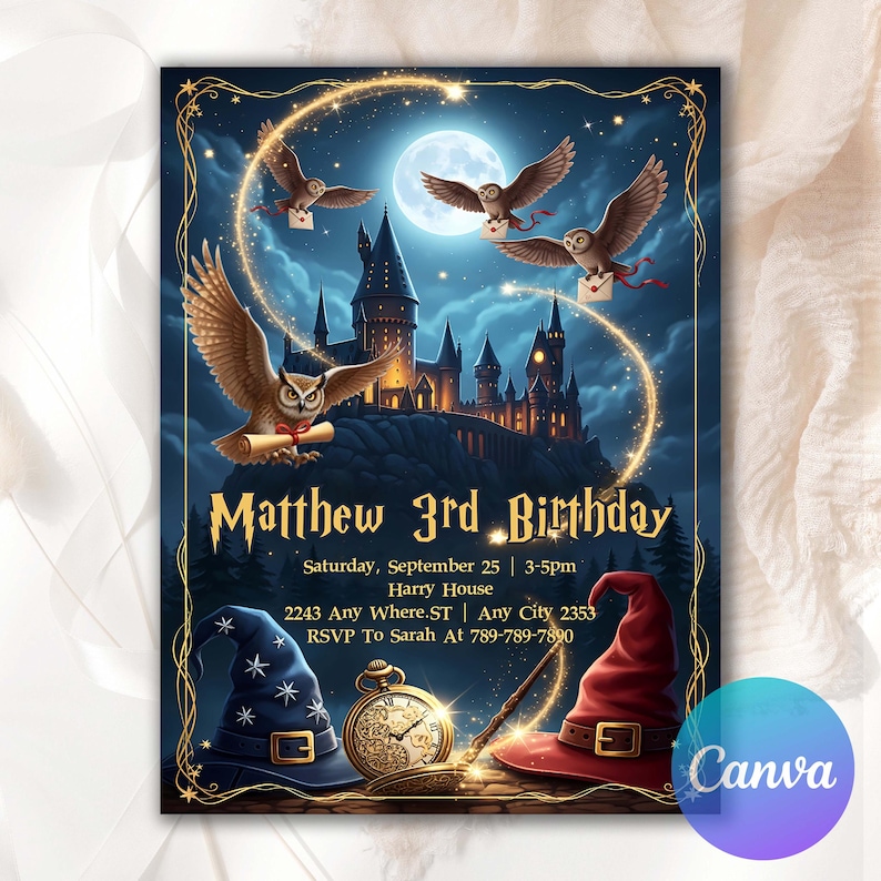 Wizard Birthday,Editable Wizard,wizard invitation,Magical Birthday,harry invitation,Magic Invite,wizard invite,magical party invite,witch invitation,magic invites,Magical Celebration,magic birthday,Witches and Wizards,