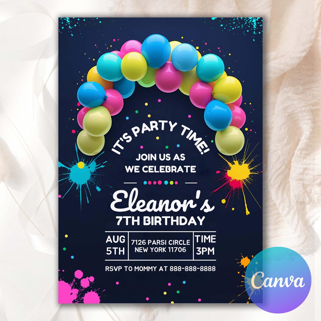 Editable Colour Party Invite, Rainbow Invite, That Are Coloring Invite ...