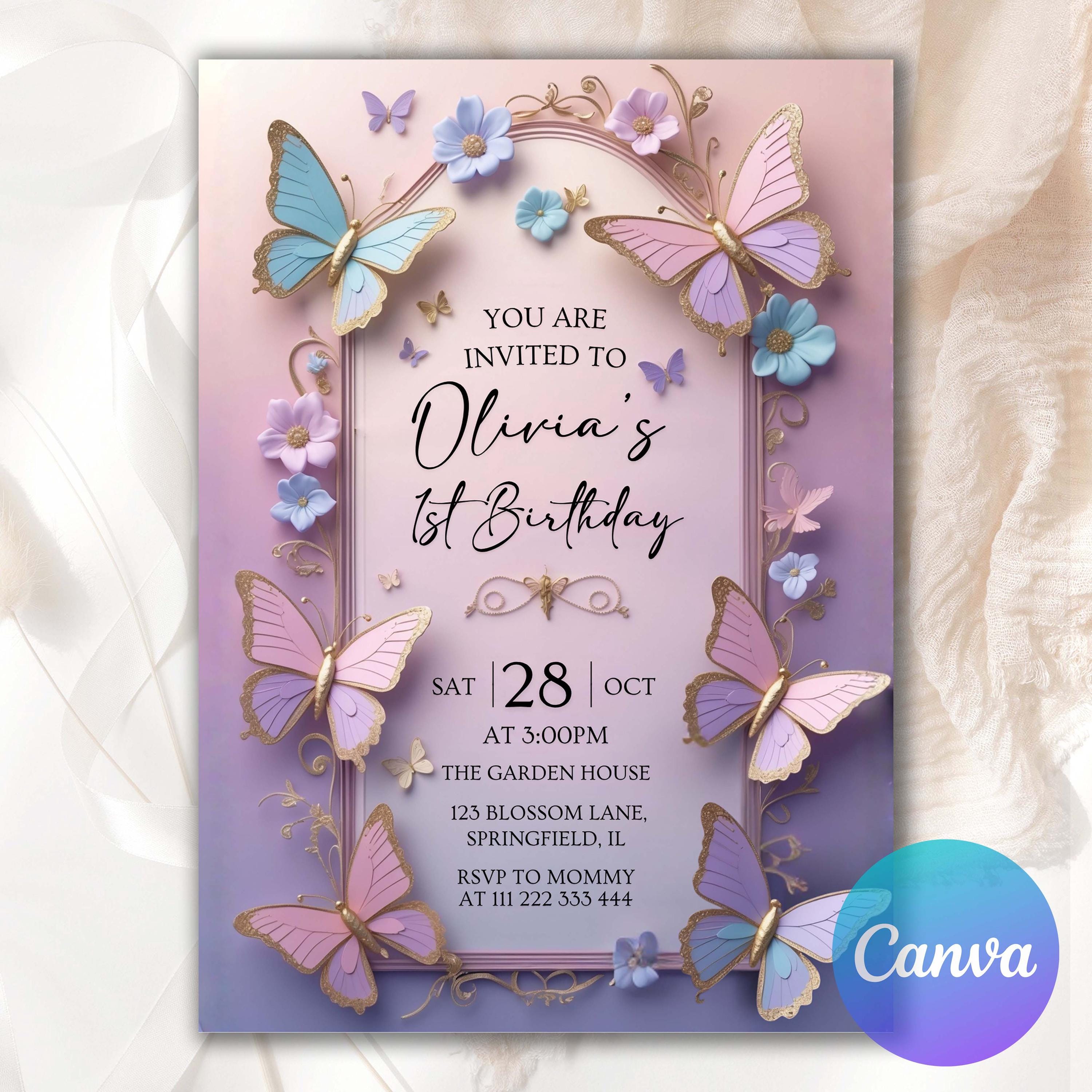 Déco 1er Anniversaire Fille Xigejob – Papillons, Kit Pour Fête, Neuf
