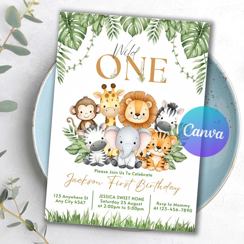 Wild One Birthday Invite, 1st Birthday Digital Invite, Safari First Birthday Evite, Jungle First Birthday Evite, Jungle Animals Party WO302,Animal Party Invite,Safari Invitation,1st Birthday Safari,1st Birthday Evite,Wild One Invitation,Jungle Safari Evite,Jungle Invite,Jungle Safari Party,jungle invitation,safari invitation,zoo invitation,party animals invite,wild one birthday,