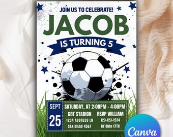Soccer Invite Editable Birthday Card Instant Download Editable Soccer Invitation Template Boy Birthday Party Soccer Party Invitation SC0052