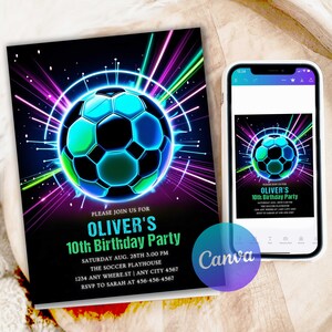 1st birthday footbal,bday invite template,sports theme invite,its game time,teen invitation,Neon Invitation,sport invite,sport invitation,football evite,soccer evite,soccer invite,futbol invitation,futbol invite,