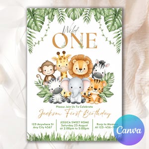 Wild One Birthday Invite, 1st Birthday Digital Invite, Safari First Birthday Evite, Jungle First Birthday Evite, Jungle Animals Party WO302,Animal Party Invite,Safari Invitation,1st Birthday Safari,1st Birthday Evite,Wild One Invitation,Jungle Safari Evite,Jungle Invite,Jungle Safari Party,jungle invitation,safari invitation,zoo invitation,party animals invite,wild one birthday,