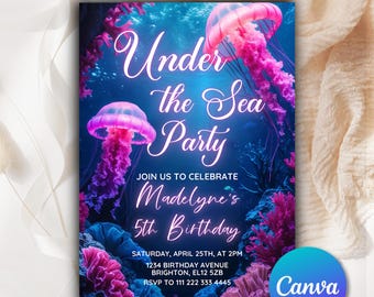 Under the Sea Birthday Invitation, Sea Animals Birthday Invite, Under the Sea Editable Template, Boy Birthday Invite, Ocean Birthday UTS92