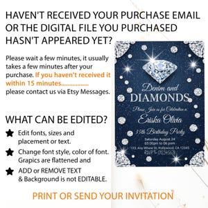 Denim birthday,Luxury invitation,Retro invitation,Denim and diamonds,Denim invitation,Diamonds invitation,Diamonds birthday,denim birthday party,digital flyer invite,jean party,diamonds and denim,Denim invite,Diamonds invite,
