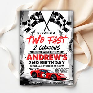 car birthday invite,race car birthday,racing car invite,Two fast Invitations,Second Birthday,growing two fast,race car invitation,Two fast Invitation,two fast too curious,cars invitation,two fast birthday,red race car,retro car invite,