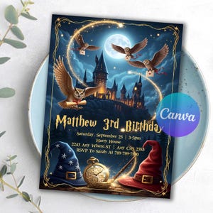 Wizard Birthday,Editable Wizard,wizard invitation,Magical Birthday,harry invitation,Magic Invite,wizard invite,magical party invite,witch invitation,magic invites,Magical Celebration,magic birthday,Witches and Wizards,