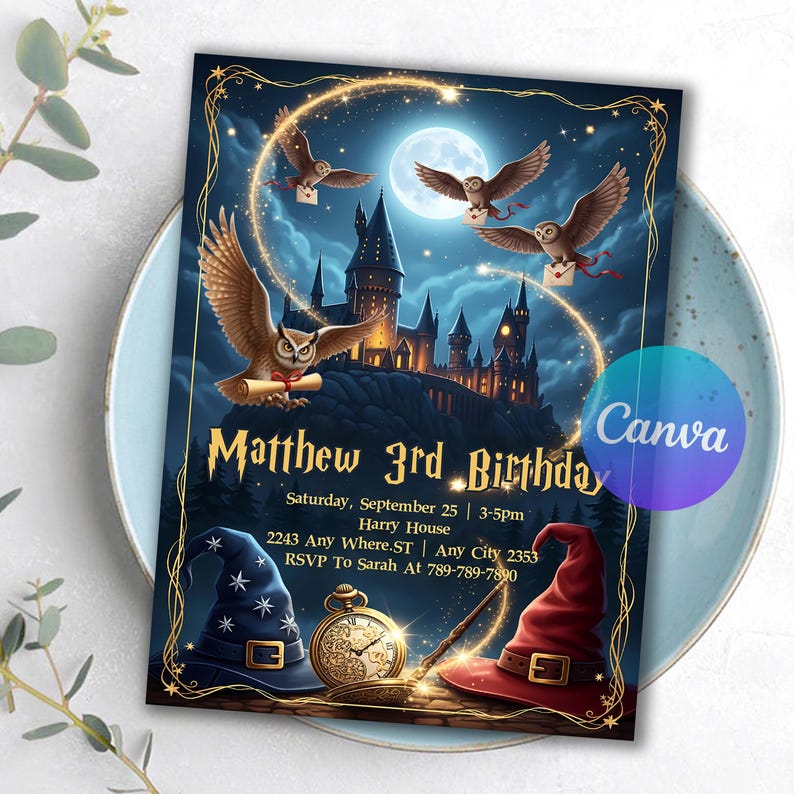 Wizard Birthday,Editable Wizard,wizard invitation,Magical Birthday,harry invitation,Magic Invite,wizard invite,magical party invite,witch invitation,magic invites,Magical Celebration,magic birthday,Witches and Wizards,