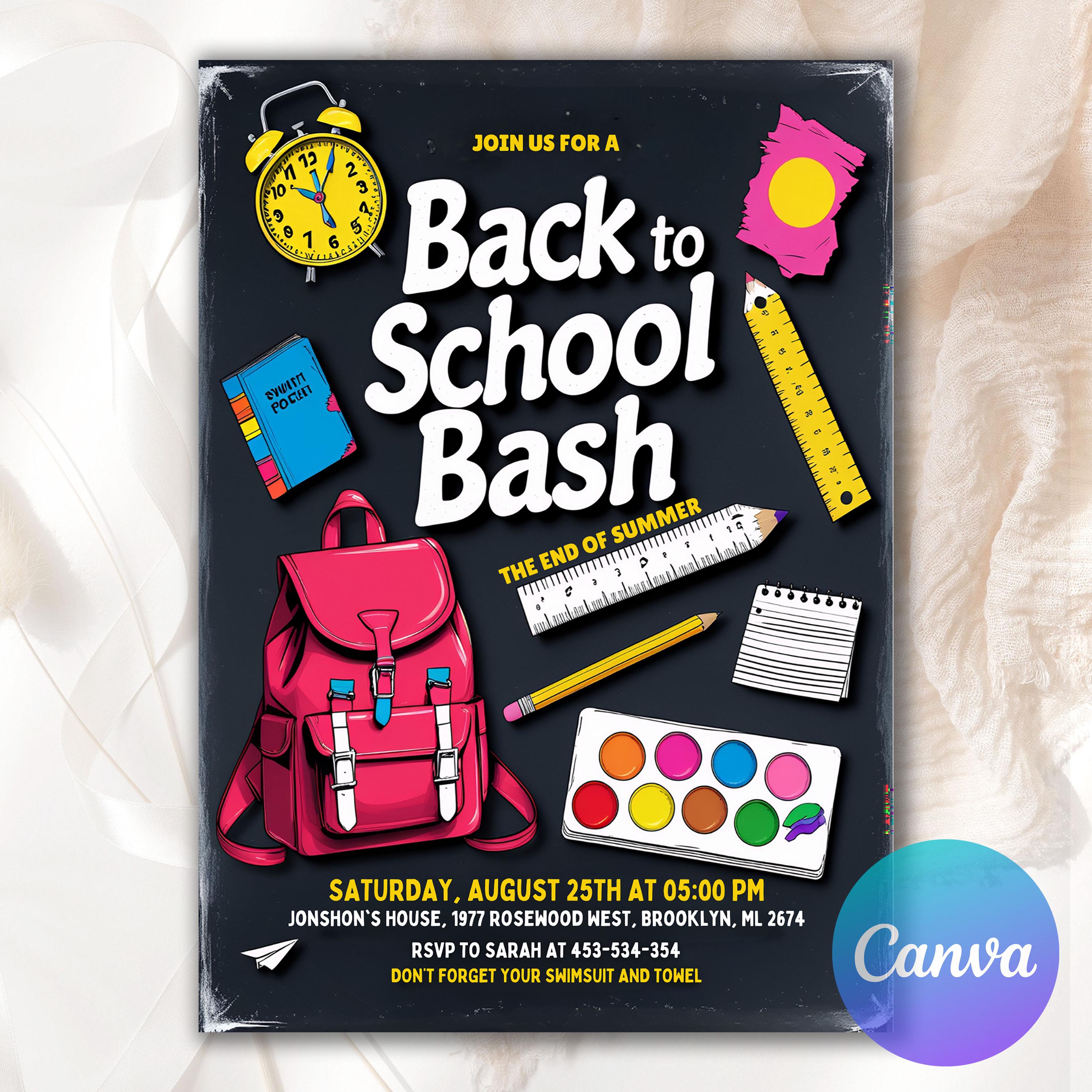 Back to School Party Invitation, Back to School Theme, Classroom Party, School Party Supplies, Editable Back to School Party Invite BTS263