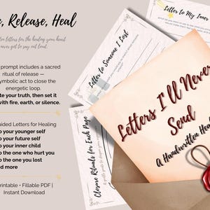 Kit de diario de curación | Cartas que nunca enviaré - Escritas a mano | Indicaciones para el trabajo de sombra | Niño Interior | Salud mental imprimible | Autoterapia PDF