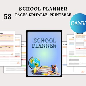 Planificador escolar personalizado/Organizador académico para estudiantes/Diseños diarios, semanales y mensuales para facilitar la planificación y el éxito.