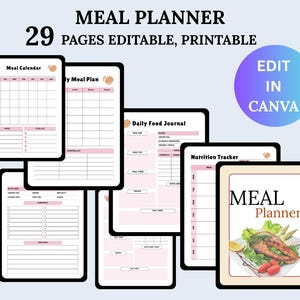 Meal Planner Printable | Weekly Menu and Grocery List | Healthy Meal Prep and Recipe Tracker | Family Meal Planning | PDF Download