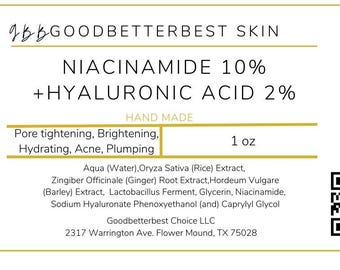 Niacinamide 10% serum with Fermented rice water and Hyaluronic acid 1oz