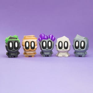 3D Geprinte Huisdiersteen – Schattig Mini Beeldje met Grote Cartoon Ogen – Uniek Bureau Decor