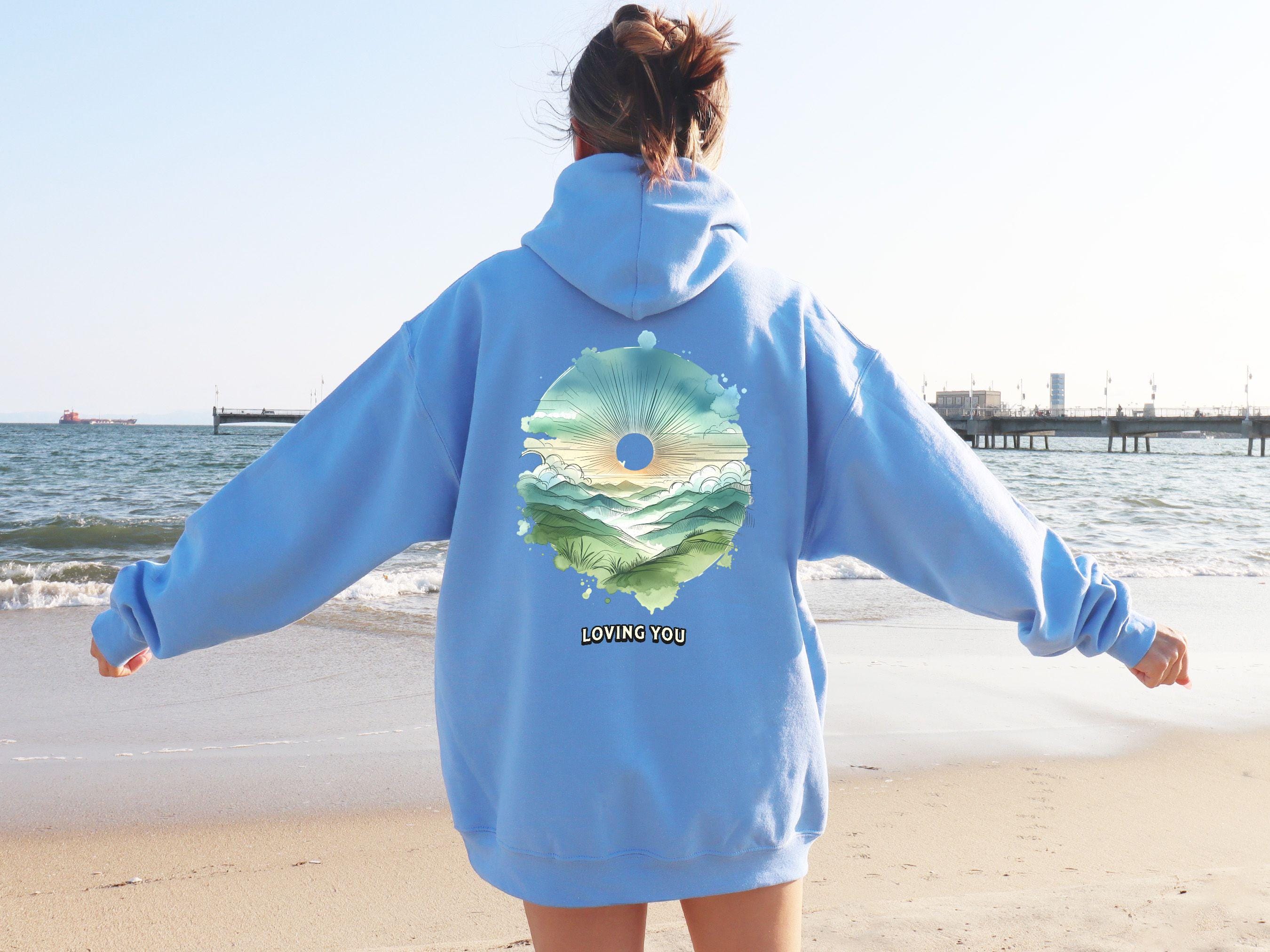 Sunset Mountain Hoodie, Nature Aesthetic Hoodie, Loving You Graphic Hoodie, Gift for Nature Lovers, Loving You Nature-Inspired Hoodie