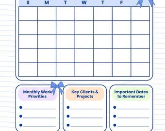 Maandelijkse werkplanner, afdrukbare maandplanner, werkplannersjabloon, productiviteitsplanner, compatibele pdf, maandkalender afdrukbaar