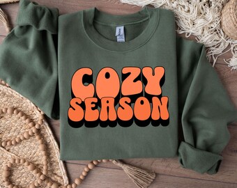 Gezellig seizoenssweater, retro grafische herfsttrui