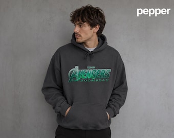 Felpa con cappuccio Avengers Doomsday, felpa con cappuccio Marvel Avengers, felpa da film di supereroi, regalo per fan dei fumetti, pullover unisex con grafica