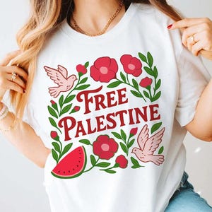 Palestine Solidarity Floral Shirt | Watermelon Symbol Freedom Shirt | Support Palestine T Shirt | Save Gaza Shirt | Stand With Palestine