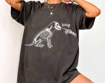 Dog Skeleton Boop Shirt, Funny Halloween Graphic, Comfort Colors Pet Lover Tee
