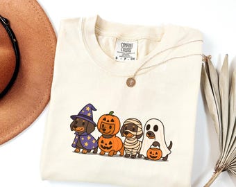 Halloween Dachshund Shirt, Costume Dog Graphic Tee, Comfort Colors Wiener Dog Top