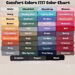 Comfort Colors color chart