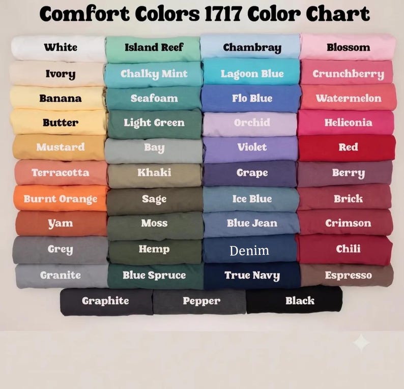 Comfort Colors color chart
