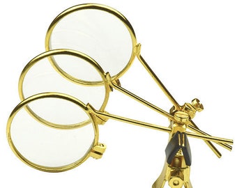 Three Lens Eye Loupe Magnifier in Brass or Silver