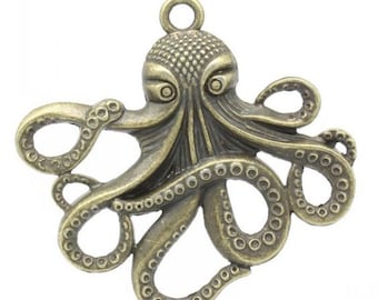 Steampunk Charm, Large or Medium Brass Octopus