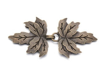 Leaf Cloak Clasp in Antique Brass or Silver