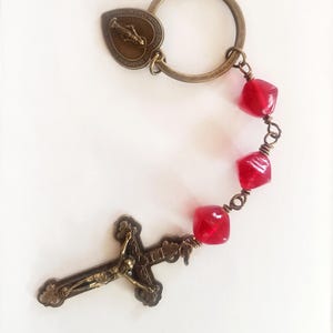 Three Hail Mary Chaplet keychain beaded keychain